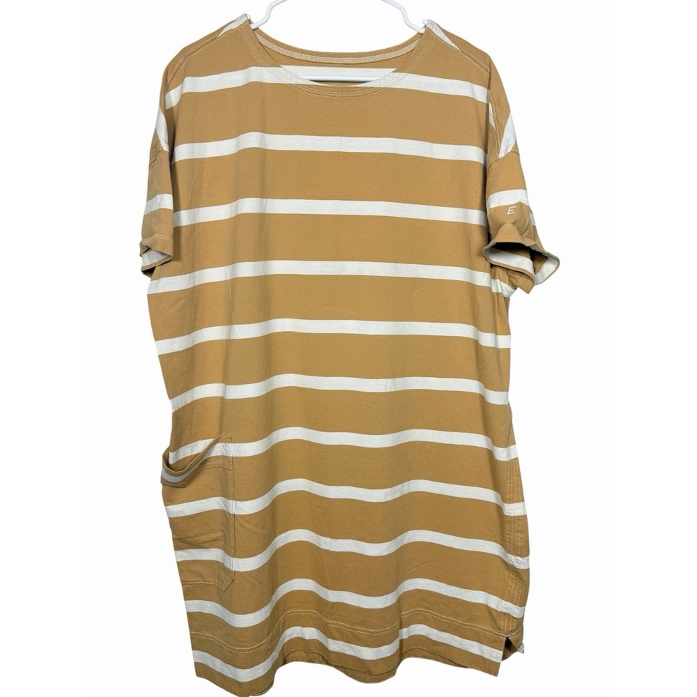 Everlane The Mariner Dress XL Shirt Dress Organic Cotton Stripe Tan White